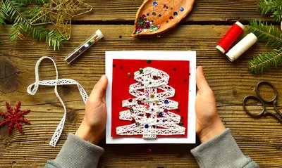 Как сделать объёмные новогодние открытки