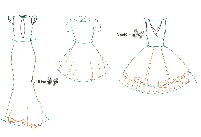 Эскизы платьев карандашом для начинающих: вечерних платьев с фото