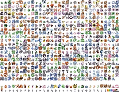 Все 5 генераций всех Покемонов на одной картинке | Pokemon sprites, Old  pokemon, Pokemon