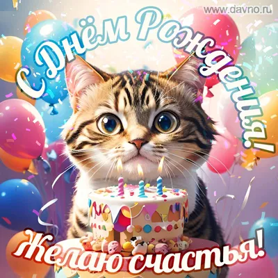 Кот с тортом: открытки с днем рождения - инстапик | С днем рождения кошки, С  днем рождения, Открытки