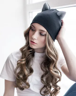 Женская шапка с ушками шерсть яка | Купить в Москве, СПб