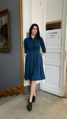 Синее платье из ангоры большого размера - Купить оптом в интернет-магазине  Фасон