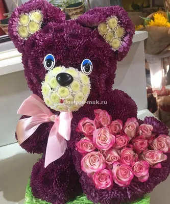 Букет цветов и мишка купить с бесплатной доставкой в Москве по цене 2 600  руб.