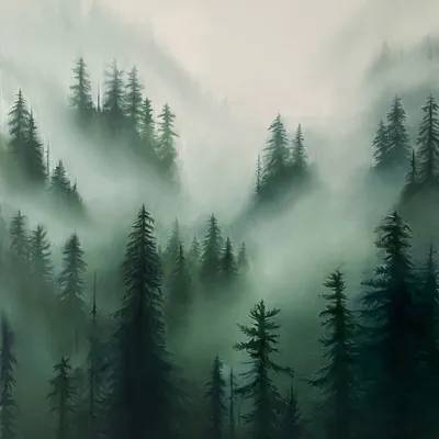 Густой туманный лес - 70 фото