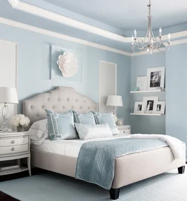 2024 СПАЛЬНИ фото современная спальня 20 метров в голубом цвете с белой  кроватью, Одесса, Архитектурная студия \"STUDIOS\"