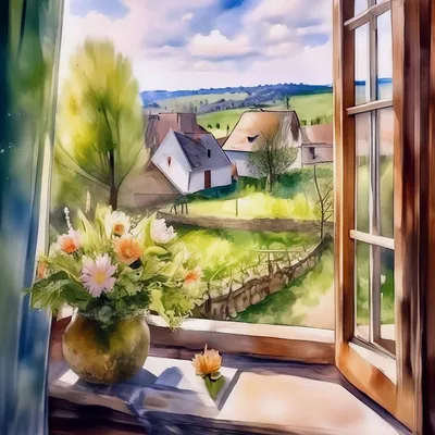 Рисунок окно в природу - 71 фото