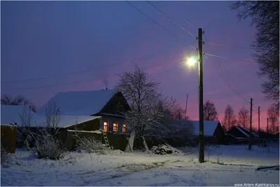 Зимний вечер в деревне стоковое фото. изображение насчитывающей применения  - 170363894