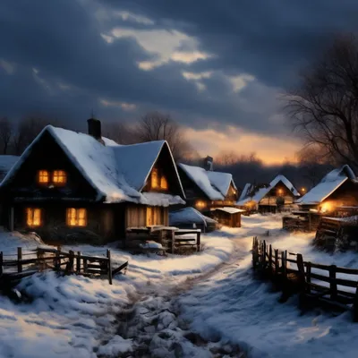Зимний вечер в деревне... :: Нэля Лысенко – Социальная сеть ФотоКто