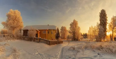 Зимний вечер в деревне... | Фотосайт СуперСнимки.Ру