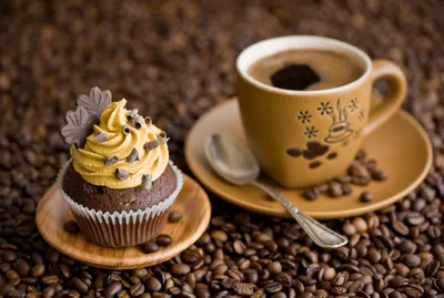 Сладости к кофе - печенье со сгущенкой присыпанное пудрой сахар кубиками и  чашка кофе Stock Photo | Adobe Stock