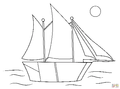 парусный корабль в море, рисунок с чернильным пером Иллюстрация штока -  иллюстрации насчитывающей чернила, элементы: 163224731