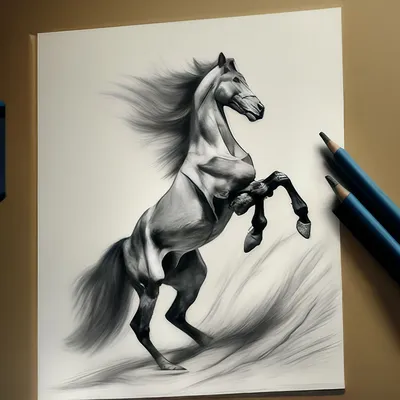 Рисунки лошади для срисовки в скетчбук карандашом (41 шт)