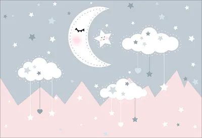 беззаботный детский рисунок с детскими звездами облако луна дети текстуры  фабрики обоев Иллюстрация штока - иллюстрации насчитывающей шарж, сердце:  164782182