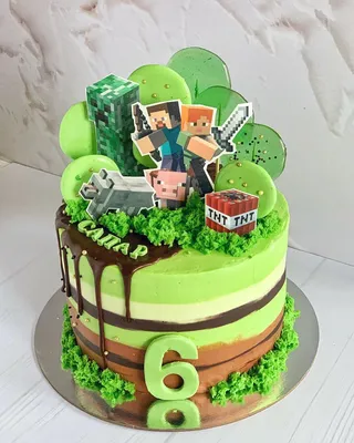 Торт для мальчика на день рождения в семь лет «Майнкрафт»