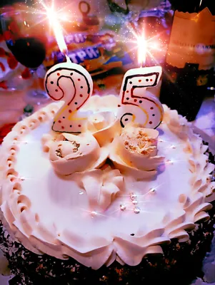 День рождения 25 лет - поздравление, торт