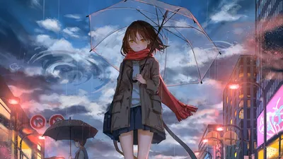 Обои девушка, зонт, аниме, дождь, грусть картинки на рабочий стол, фото  скачать бесплатно