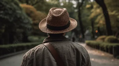 мужчина в шляпе идет по дорожке, вид сзади человека в шляпе в парке, Hd  фотография фото, шляпа фон картинки и Фото для бесплатной загрузки