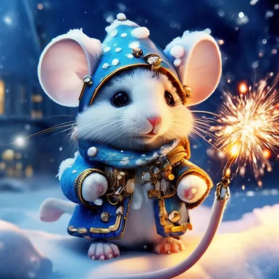 Мышка новогодняя,красивая пушистая,…» — создано в Шедевруме