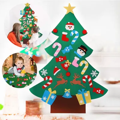 Елка из фетра с игрушками; безопасная елка из фетра; украшение на праздник;  новогодняя для детей; - купить по выгодной цене в интернет-магазине OZON  (1292101526)