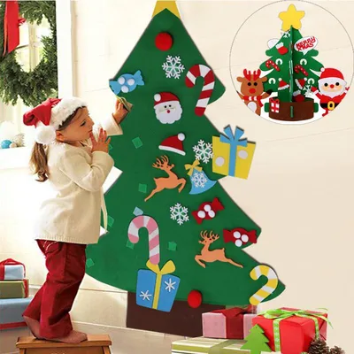 Купить Теплая рождественская елка из фетра своими руками, новогодние  подарки, детские игрушки, искусственная елка, рождественское украшение |  Joom
