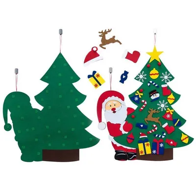 Фетровая Рождественская елка 3D \"сделай сам\", фетровая елка для маленьких  детей со съемными украшениями, домашний декор для гостиной, спальни, офиса  | AliExpress