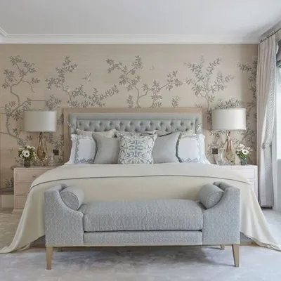 Комбинированные обои в спальне: узорчатые | Wallpaper design for bedroom,  Modern wallpaper designs, Bedroom design