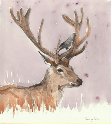 Рисунок оленя с рогами на голове генеративный ии | Премиум Фото