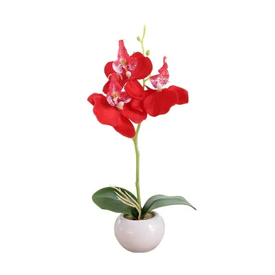 Купить Искусственная бабочка Орхидея Бонсай в горшке Поддельные растения  Орнамент Домашний сад Балкон Рабочий стол Спальня | Joom
