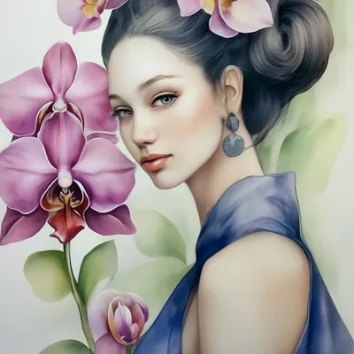 Красивая девушка орхидея, в полный …» — создано в Шедевруме