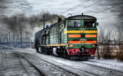 Картинка на рабочий стол тепловоз, ржд, железная дорога, зима 2560 x 1600