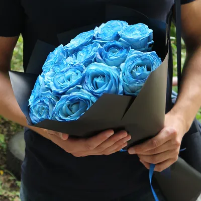 Букет №128 \"101 счастье\" синие розы эквадор