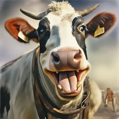 Смешная корова, стоящая со смехом Стоковая иллюстрация ©starlight789  #167451308