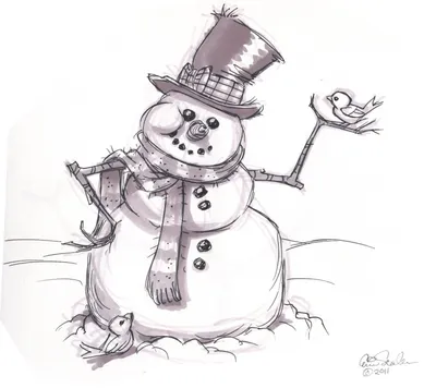 Снеговик новогодние картинки для срисовки обои