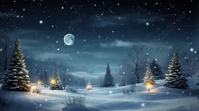 Новогодний неоновый снежный лес ночью» — создано в Шедевруме