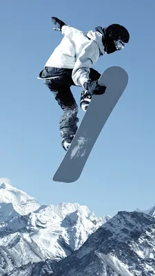 Фотография Мужчины Горы Зима Сноуборд спортивные прыгает 1080x1920