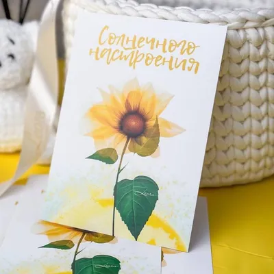 Открытка «Солнечного настроения», Цветы и подарки в Москве, купить по цене  190 RUB, Открытки в Дом цветочной моды «Leora» с доставкой | Flowwow