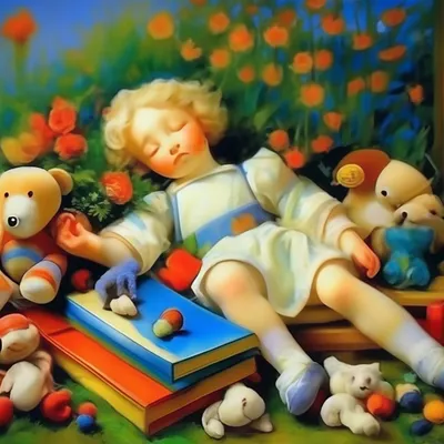 Спят усталые игрушки, книжки спят, …» — создано в Шедевруме