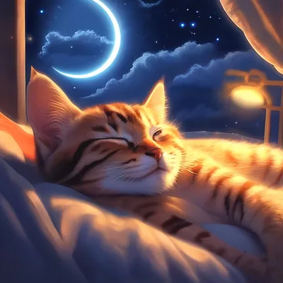 Милые котики спокойной ночи - 46 фото
