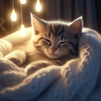 Спокойной ночи котик сладких снов …» — создано в Шедевруме