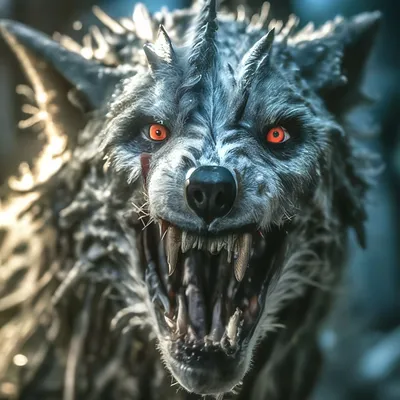 Волк-нежить , хоррор, ужасы, тьма» — создано в Шедевруме