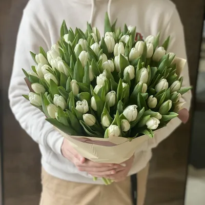 Фиолетовые и Белые тюльпаны Микс 1 шт. купить с доставкой в Москве. Цена от  19220 ₽