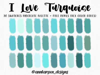I Love Turquoise Procreate Palette, 30 HEX Color Codes, Instant Digital  Download, iPad Pro Art Illustration, Tiffany Blue Color Swatches - Etsy