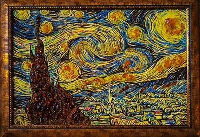 Картина из янтаря - Ван Гог \"Звездная ночь\"