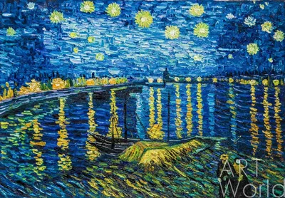 Картина Копия картины Ван Гога \"Звездная ночь над Роной\" (копия Анджея  Влодарчика) 60x90 VG210802 купить в Москве