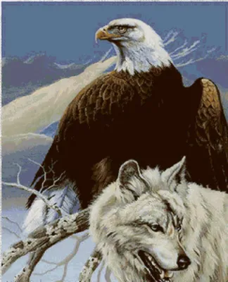Волк с крыльями орла стоит на …» — создано в Шедевруме