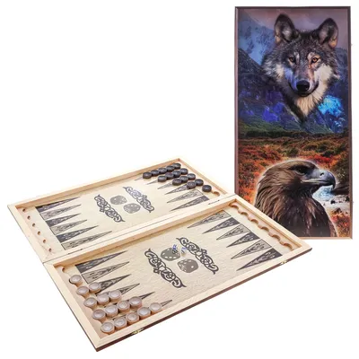 Купить Нарды \"Волк и орел\", деревянная доска 50 x 50 см, с полем для игры в  шашки (7559149) в Крыму, цены, отзывы, характеристики | Микролайн