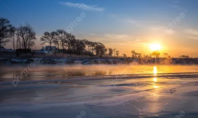 Красивой восход солнца зимой . …» — создано в Шедевруме