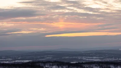 Картина маслом с зимним пейзажем и закатом 👑 Hvalina.Ru