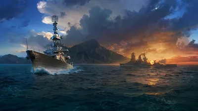 Картинка World Of Warship корабль компьютерная игра облачно