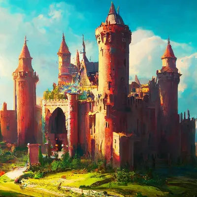 замок фэнтези с башнями на острове Иллюстрация вектора - иллюстрации  насчитывающей график, замок: 228539557